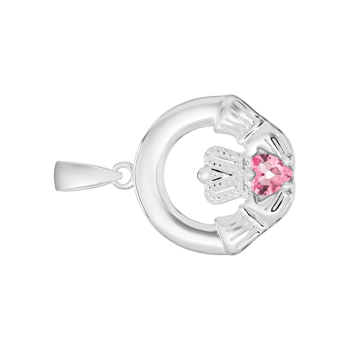 Pink Topaz Claddagh Pendant Sterling Silver 925 Hallmarked All Chain Lengths