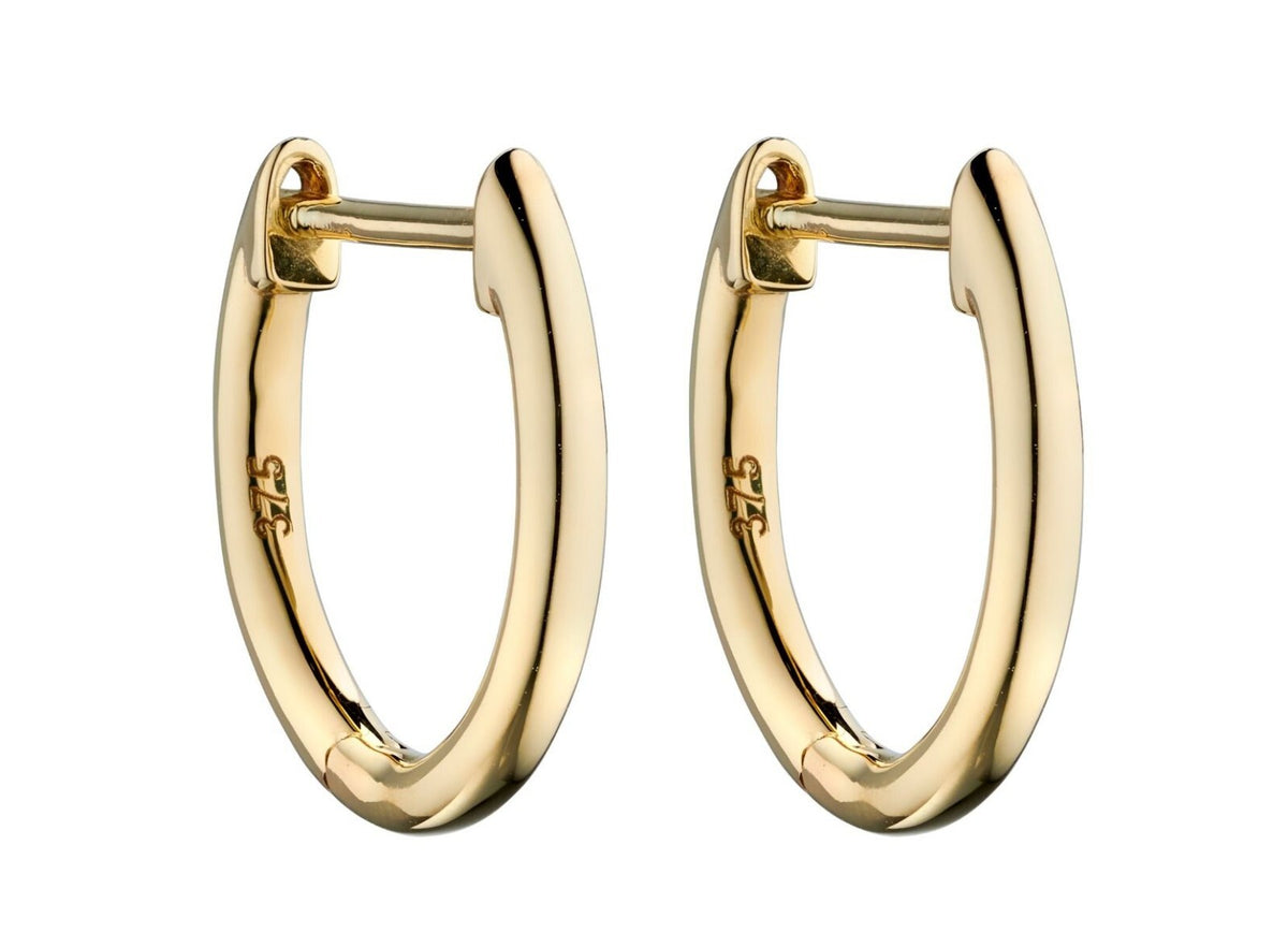 13mm Huggie Hoop Earrings 9ct Yellow Gold 375 Hallmarked British Made