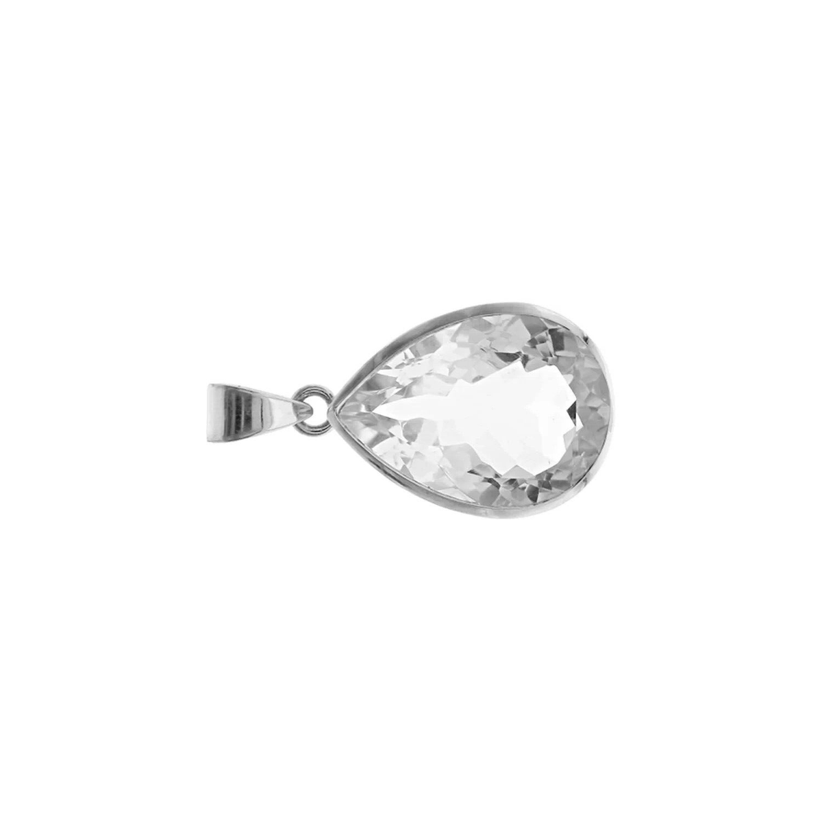 Natural Quartz Teardrop Pendant Sterling Silver 925 Hallmarked All Chain Lengths