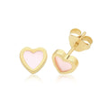 Flush Natural Pearl Heart Stud Earrings 9ct Yellow Gold 375 Hallmarked Brand New