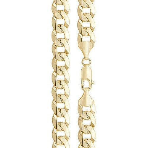 Yellow Gold Flat Bevelled Curb Chain British Made Hallmarked 20" Weight 51g