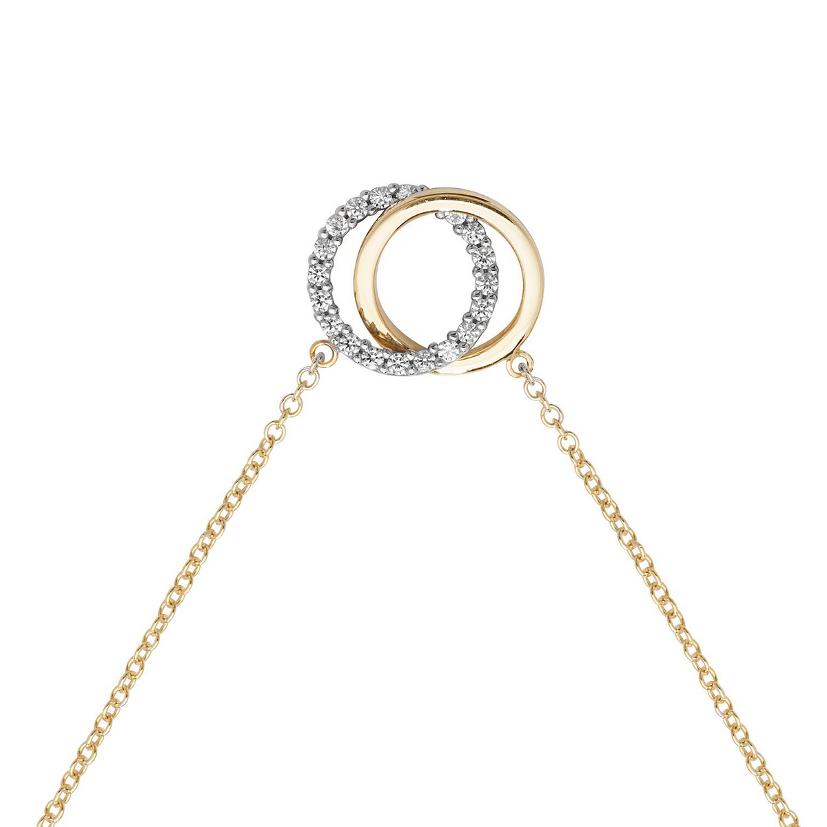 Ladies Intwined Circle Necklace 9ct 2 Tone Gold 375 Hallmarked British Made