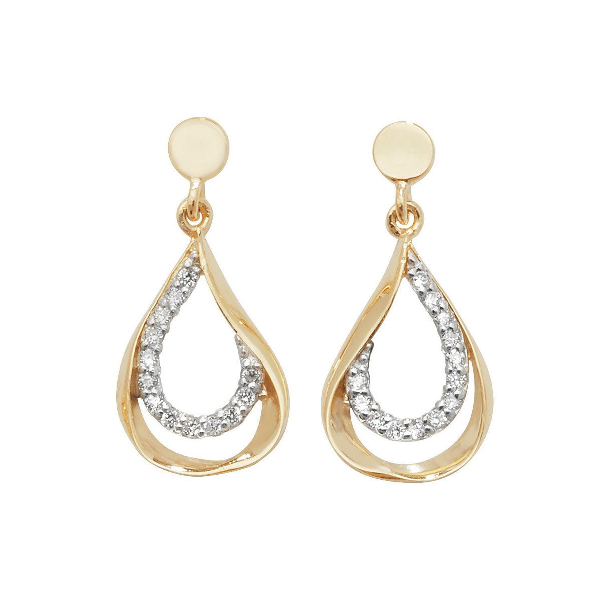 Channel Set Drop Earrings 9ct Yellow Gold 375 Hallmarked Brand New Boxed