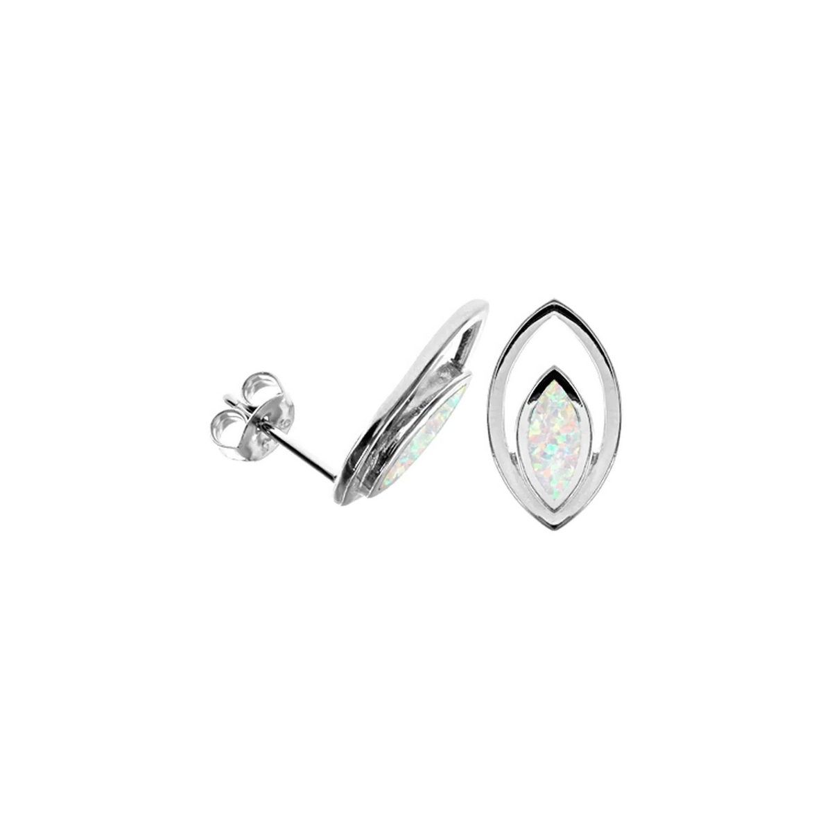 Natural Marquise Opal Earrings Sterling Silver 925 Hallmarked Brand New Boxed