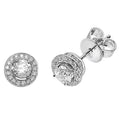 18 Natural Diamond Stud Halo Earrings 18ct White Gold Hallmarked British Made