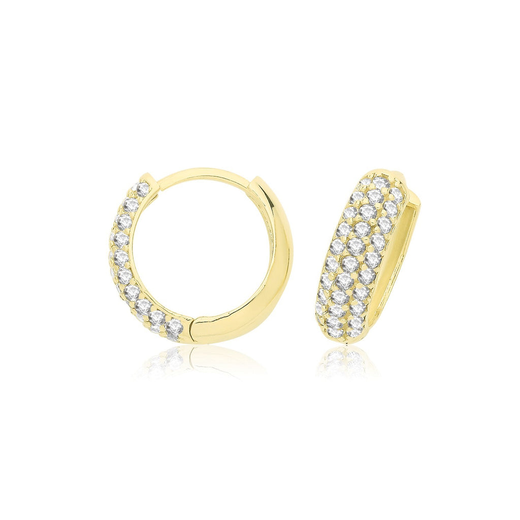 Mens 36 Stone Huggie Hoop Earring 9ct Yellow Gold 375 Hallmarked Brand New