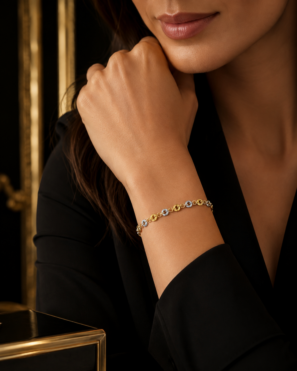 Fancy Oval Link Bracelet 9ct 2 Tone Gold 375 Hallmarked British Made Brand New
