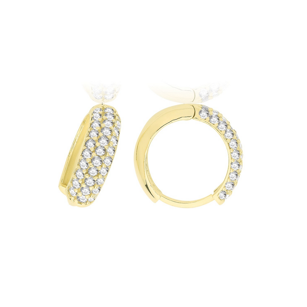 Mens 36 Stone Huggie Hoop Earring 9ct Yellow Gold 375 Hallmarked Brand New