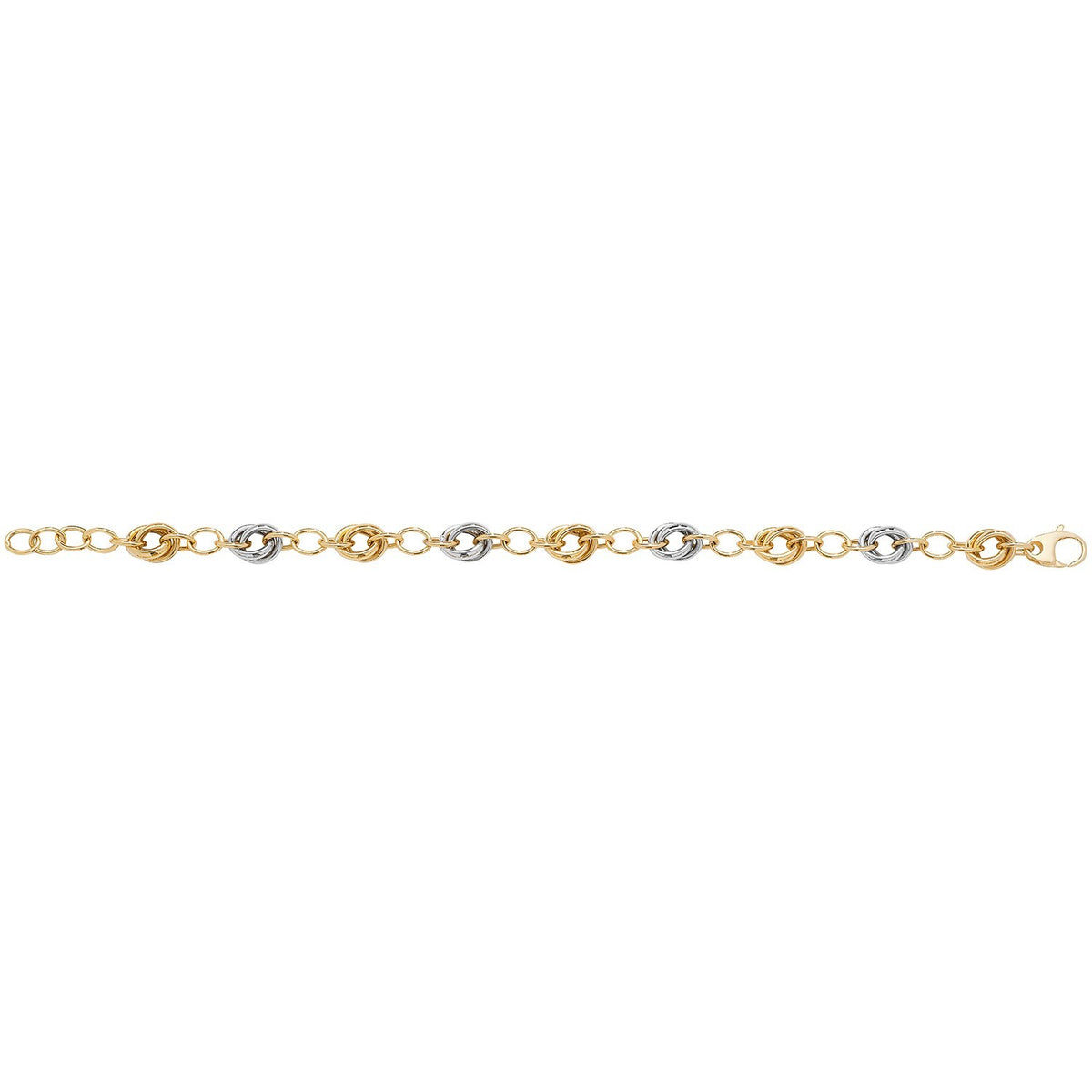 Fancy Oval Link Bracelet 9ct 2 Tone Gold 375 Hallmarked British Made Brand New