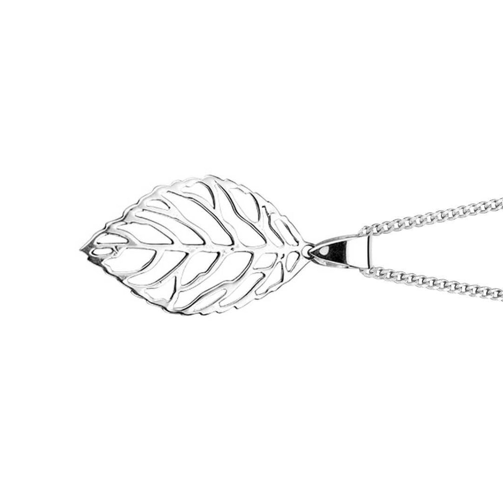 Cut Out Leaf Drop Pendant Sterling Silver 925 Hallmarked All Chain Lengths