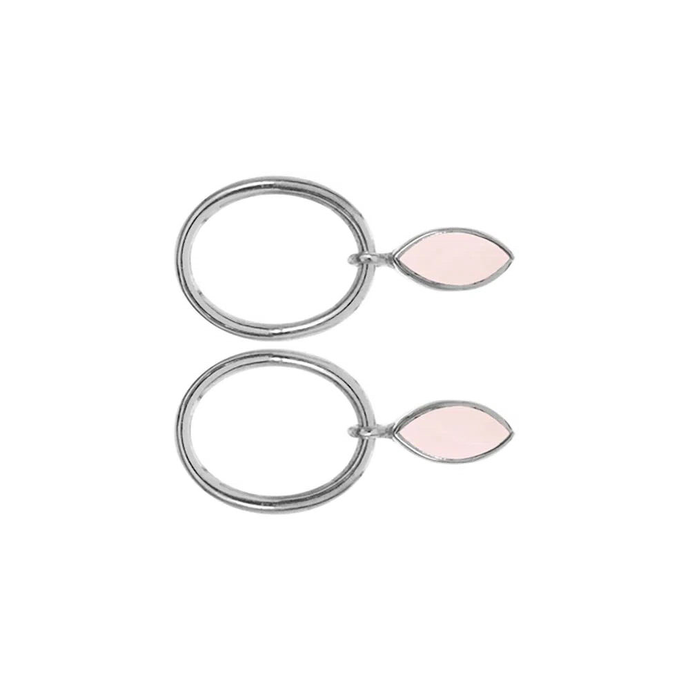 Marquise Rose Quartz Hoop Earrings Sterling Silver 925 Hallmark Brand New Boxed
