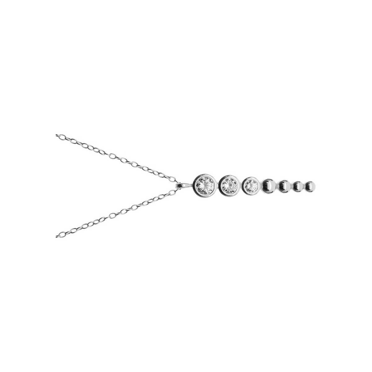 3 Stone Drop Necklace Solid Sterling Silver 925 Hallmarked British Made