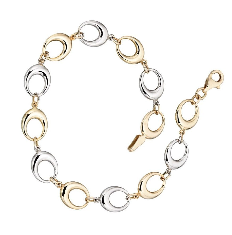 Oval Link Bracelet 9ct Mixed Gold 375 Hallmarked British Made Brand New Boxed