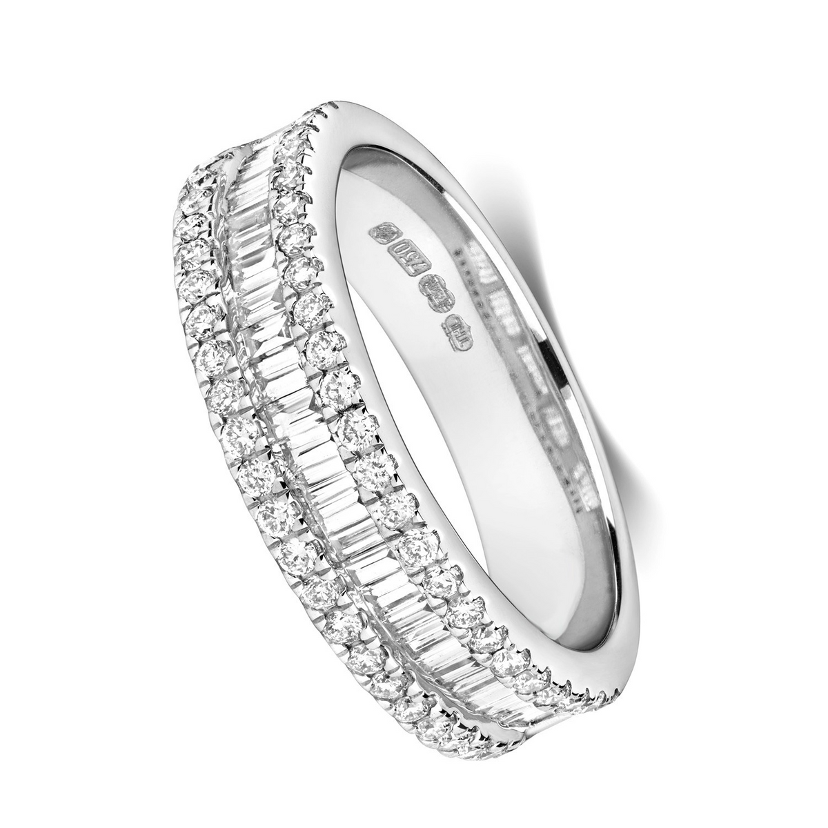 Natural Diamond Statement Eternity Ring 18ct White Gold Hallmarked Sizes J - Q
