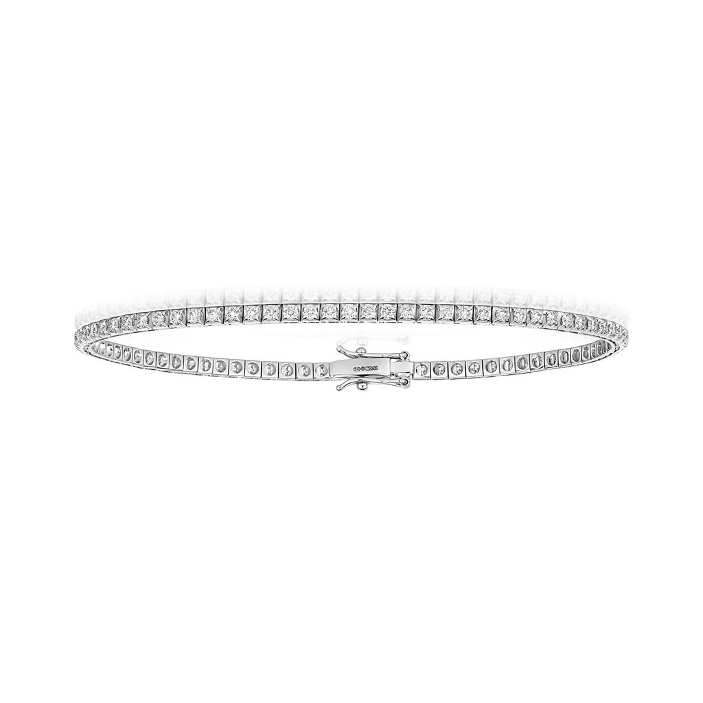 Natural Diamond 18ct White Gold Tennis Bracelet 375 Hallmarked British Made