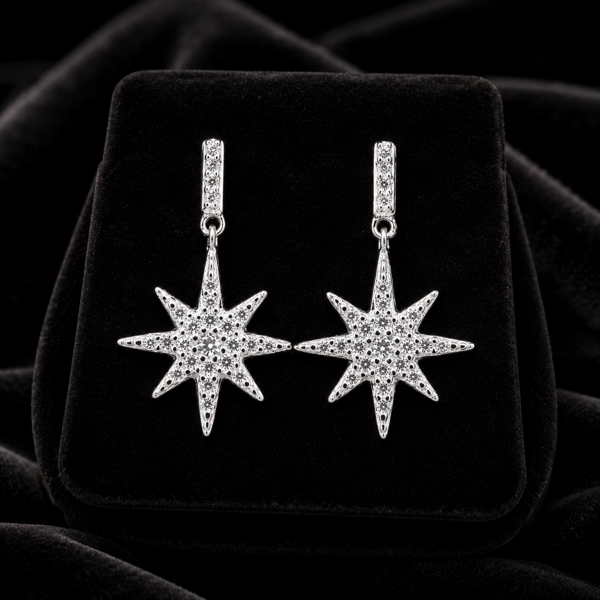 Starburst Drop Earrings Sterling Silver 925 Hallmarked Brand New Boxed