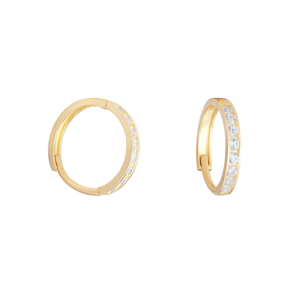 8 Stone Huggie Hoop Earrings 9ct Yellow Gold 375 Hallmarked British Made