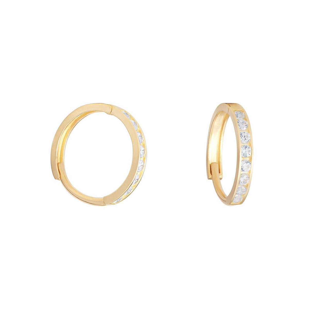 8 Stone Huggie Hoop Earrings 9ct Yellow Gold 375 Hallmarked British Made