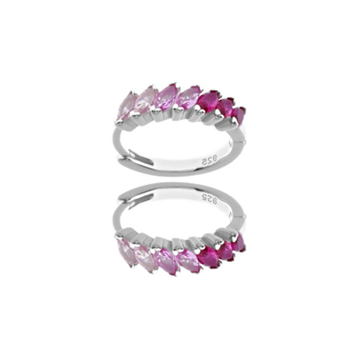 Marquise Pink Topaz Hoop Earrings Sterling Silver 925 Hallmarked Brand New Boxed