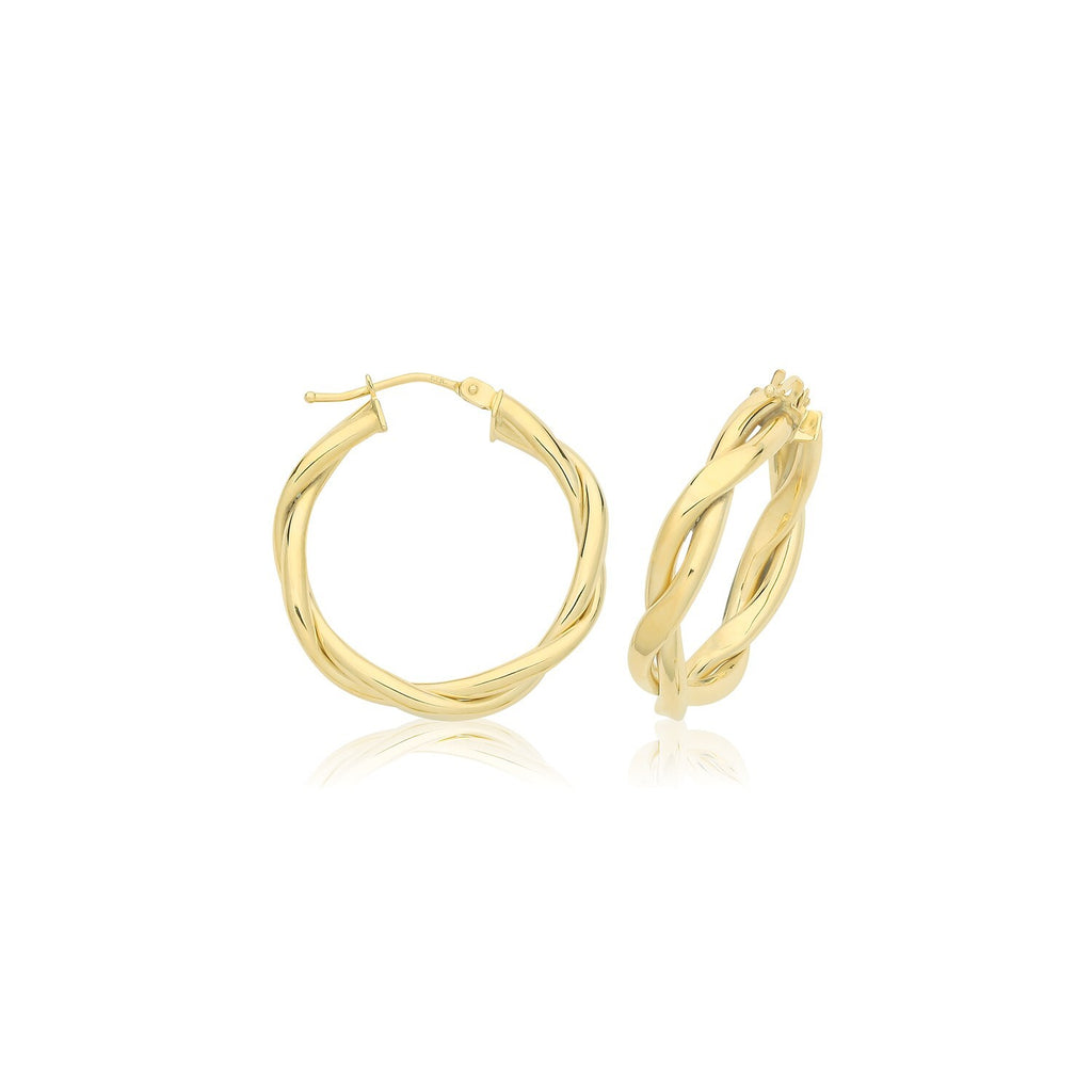 9ct Yellow Gold Vine Hoop Earrings 375 Hallmarked 15mm - 30mm Diameter