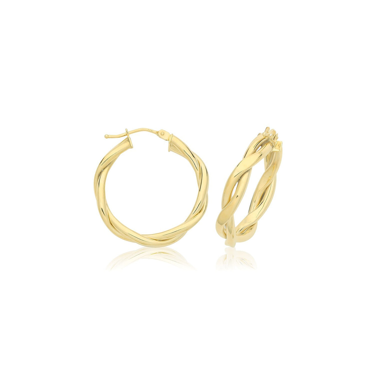 9ct Yellow Gold Vine Hoop Earrings 375 Hallmarked 15mm - 30mm Diameter