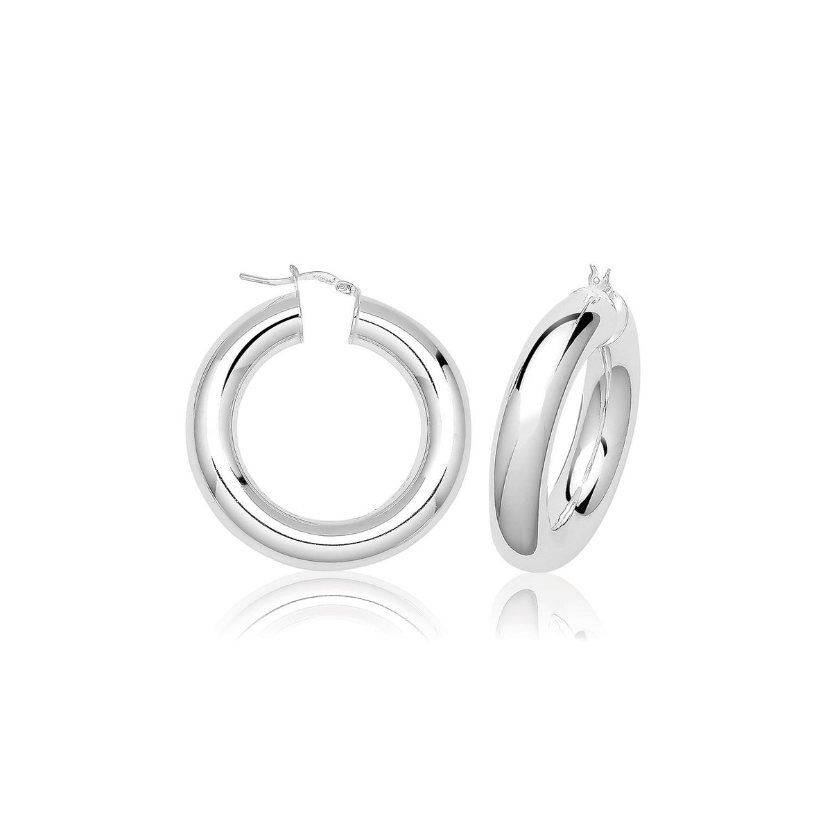 Plain Chunky Sterling Silver Hoops 925 Hallmarked 15mm - 50mm Diameter