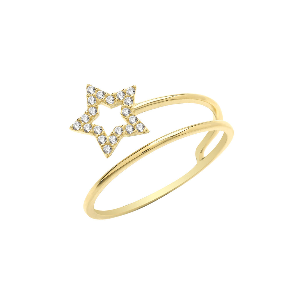 Star Wrap Ring 9ct Yellow Gold Hallmarked Sizes J - S British Made