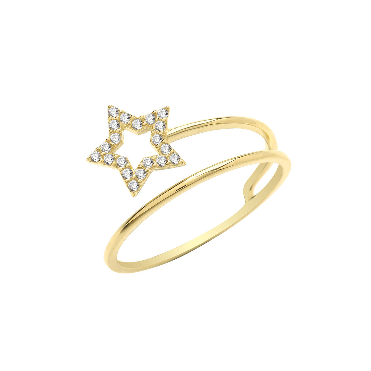 Star Wrap Ring 9ct Yellow Gold Hallmarked Sizes J - S British Made