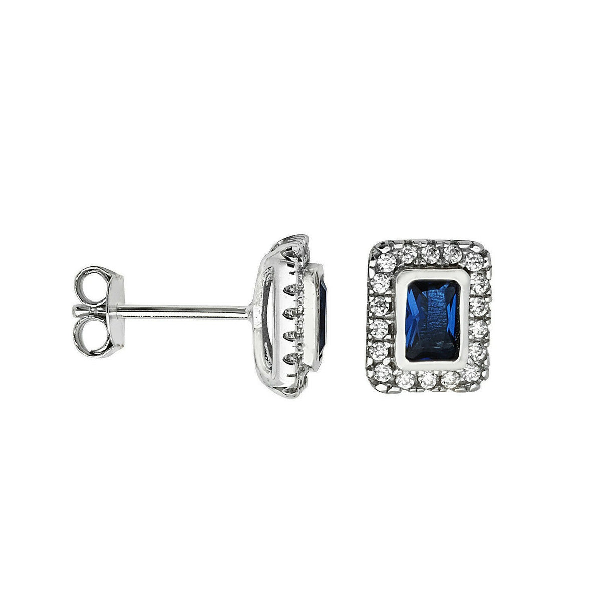 Natural Sapphire Earrings Solid Sterling Silver 925 Hallmark Brand New Boxed