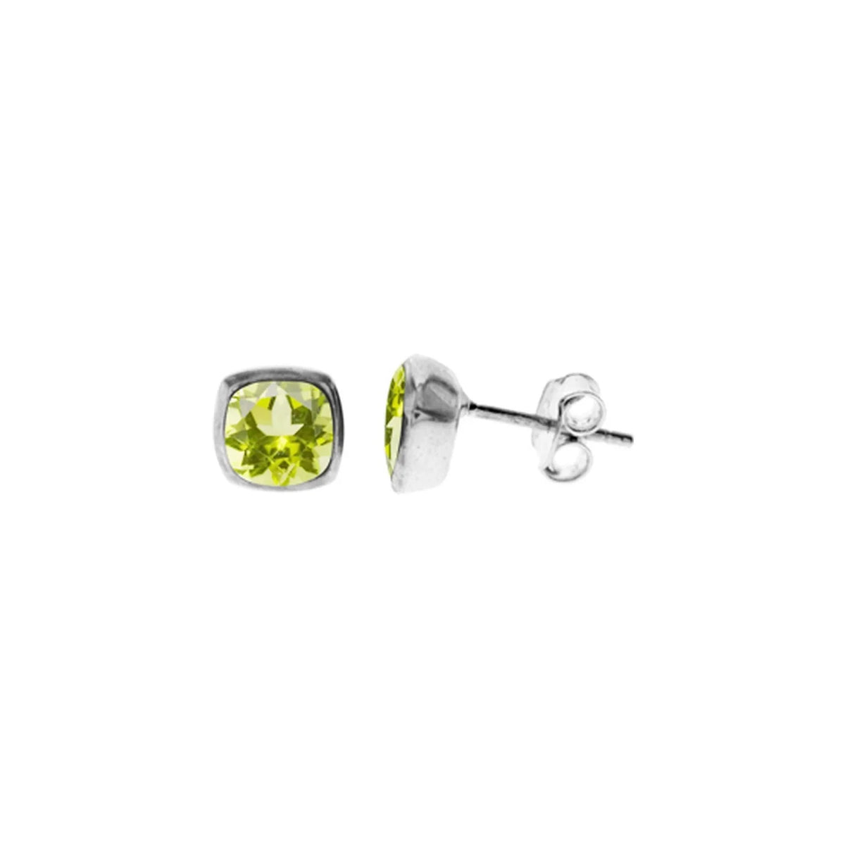 Natural Peridot Squircle Earrings Sterling Silver 925 Hallmarked Brand New