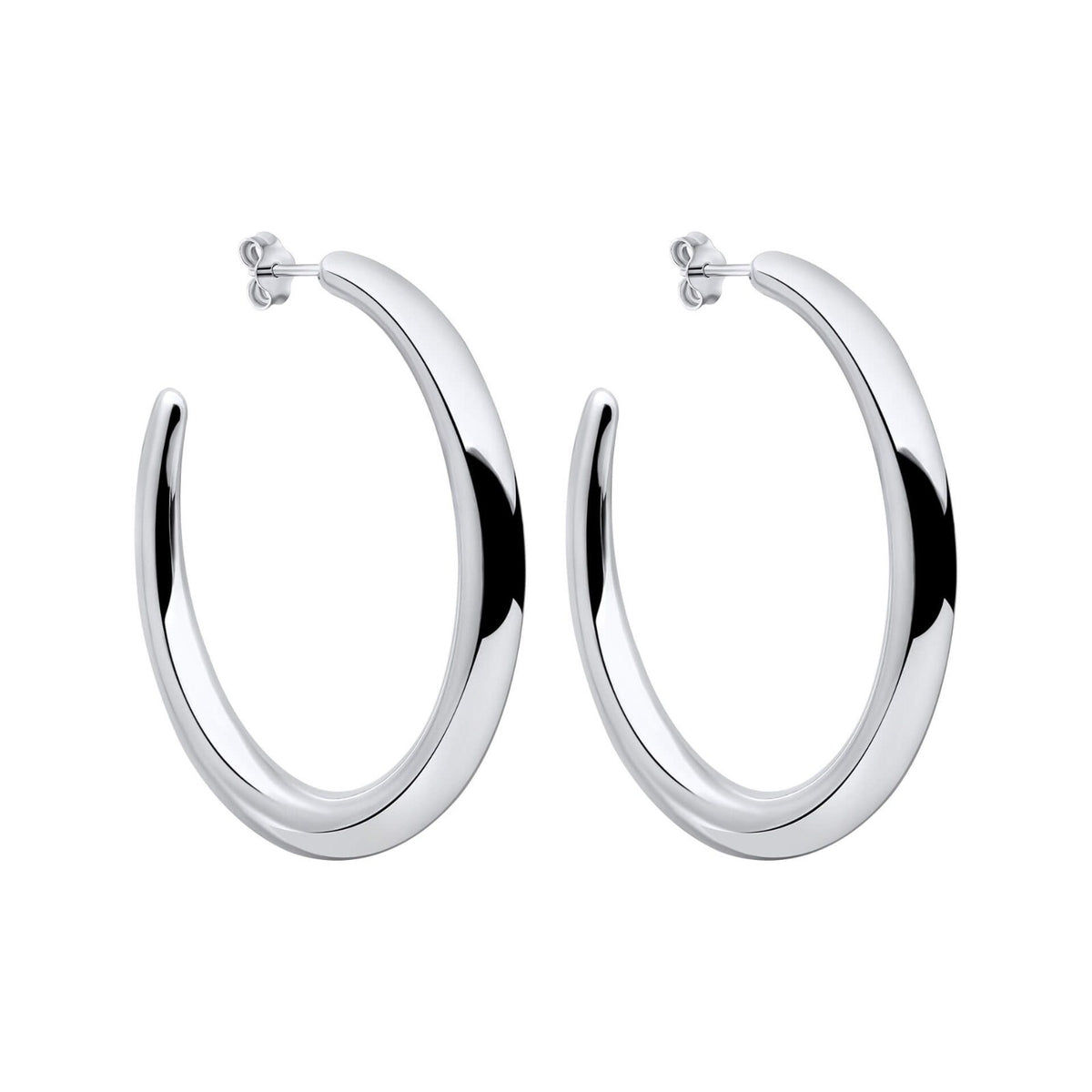 large Open Hoop Earrings Sterling Silver 925 Hallmarked British Made Brand New