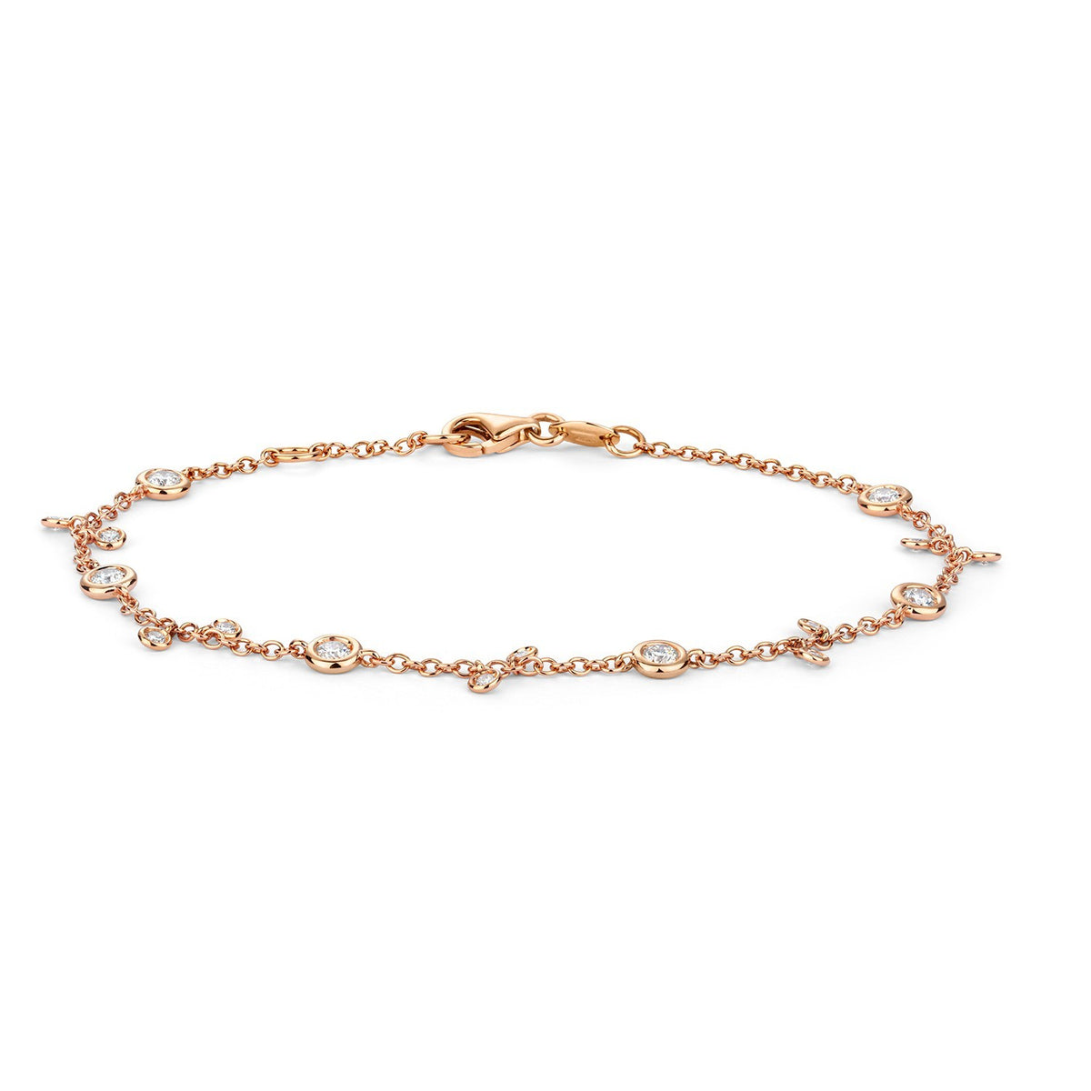 Flush 16 Natural Diamond 18ct Rose Gold Bracelet 375 Hallmarked British Made