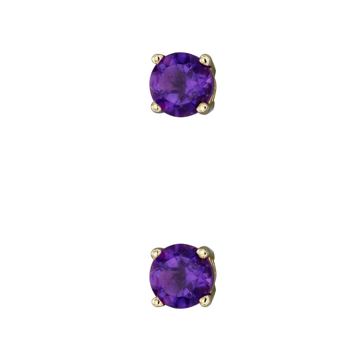 Natural Amethyst February Stud Earrings 9ct Yellow Gold Hallmarked British Made
