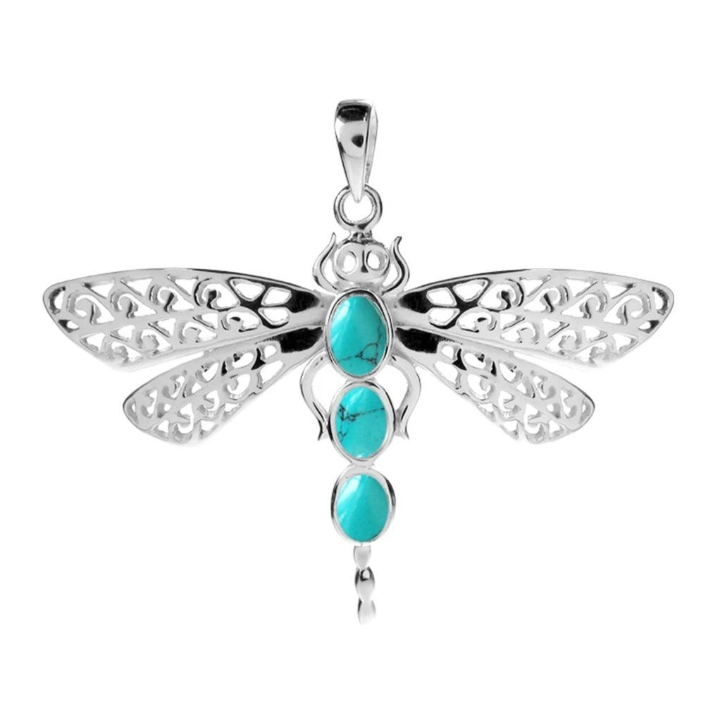 Turquoise Dragonfly Pendant Sterling Silver 925 Hallmarked All Chain Lengths