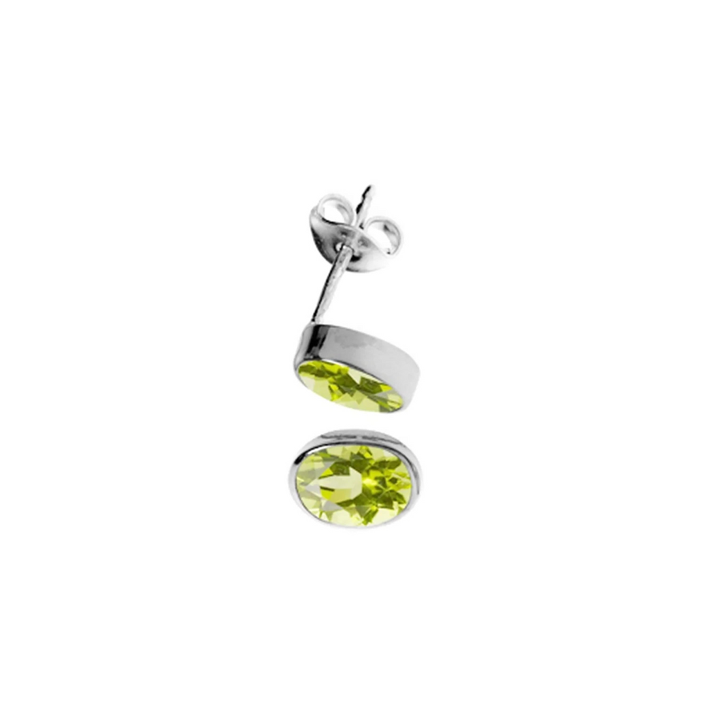 6mm Natural Oval Peridot Earrings Sterling Silver 925 Hallmarked Brand New
