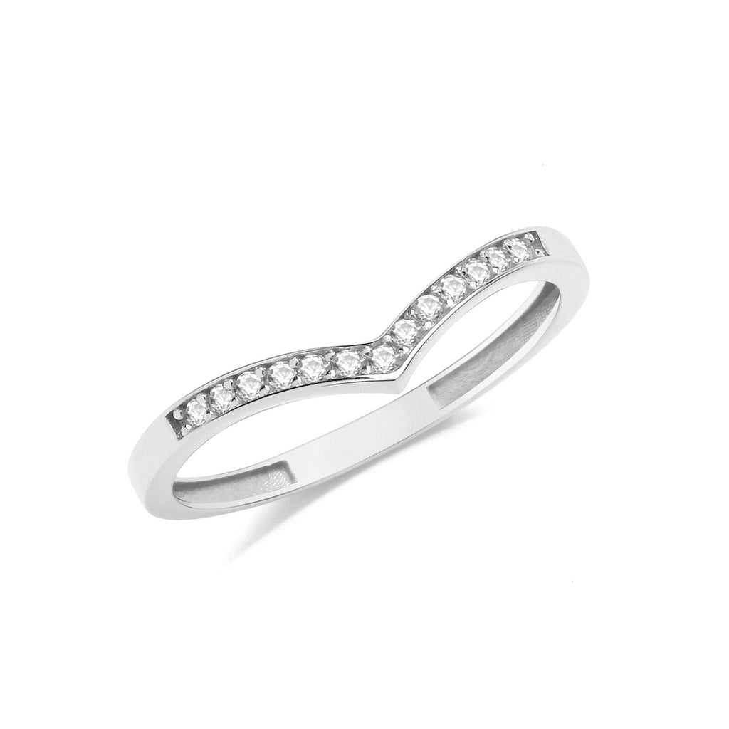Wishbone Ring 9ct White Gold Eternity Wedding Band Hallmarked Sizes J - T