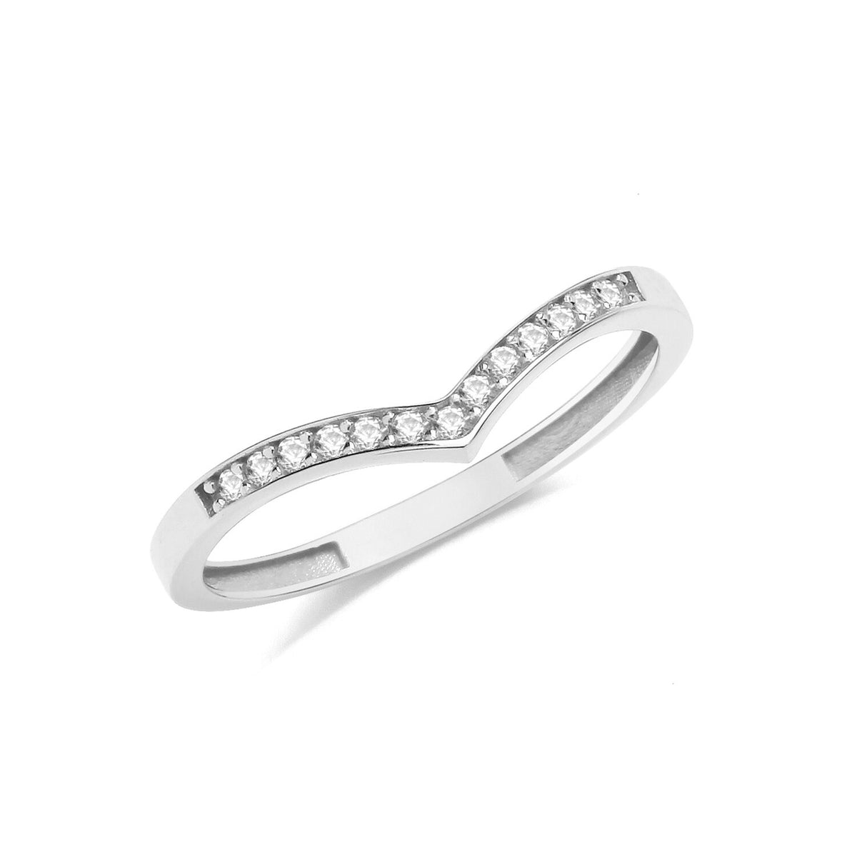 Wishbone Ring 9ct White Gold Eternity Wedding Band Hallmarked Sizes J - T