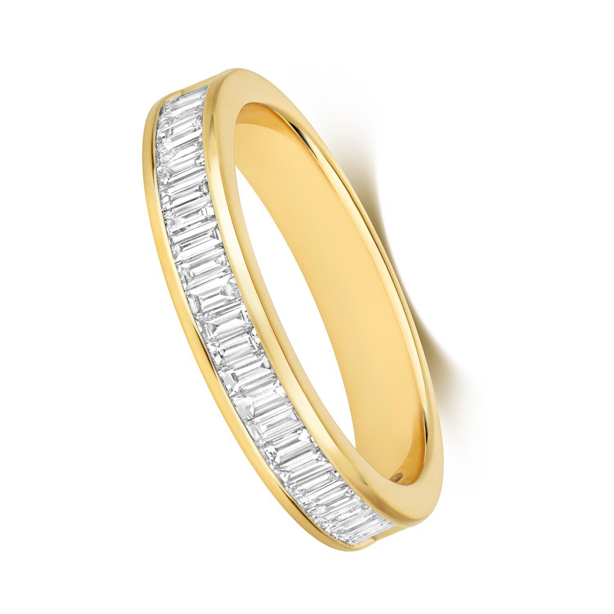Natural Diamond Baguette Eternity Ring 18ct Yellow Gold Hallmarked Sizes J - Q