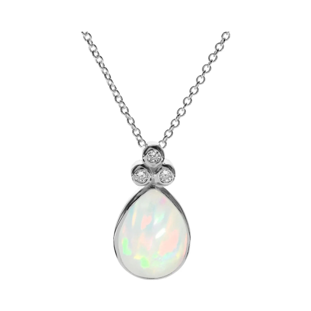 Teardrop Natural Opal Necklace Solid Sterling Silver 925 Hallmarked British Made