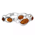 Oval Amber Stone Bangle Sterling Silver 925 Hallmarked British Made Brand New