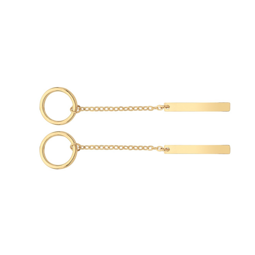 Bar And Loop Chain Drop Earrings 9ct Yellow Gold 375 Hallmarked Brand New Boxed
