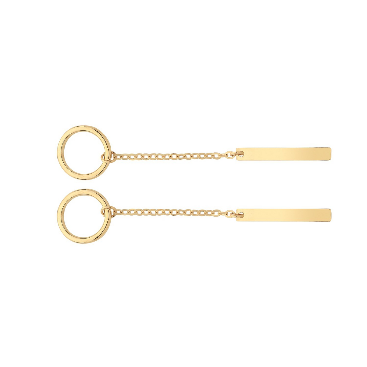 Bar And Loop Chain Drop Earrings 9ct Yellow Gold 375 Hallmarked Brand New Boxed