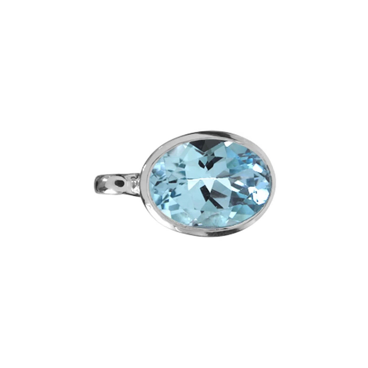 Bezel Blue Topaz Oval Pendant Sterling Silver 925 Hallmarked All Chain Lengths