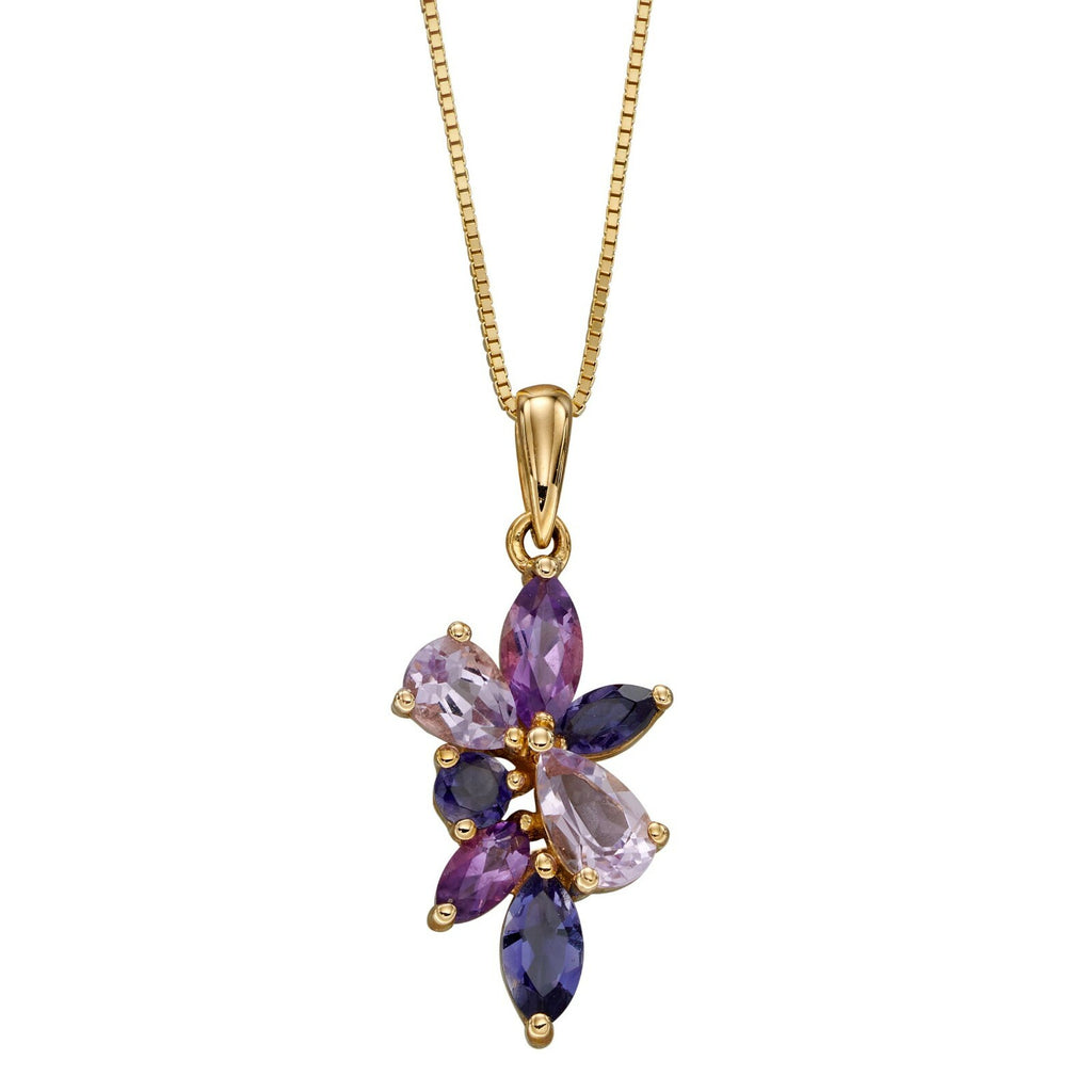 Amethyst Marquise Pendant 9ct Yellow Gold 375 Hallmarked British Made