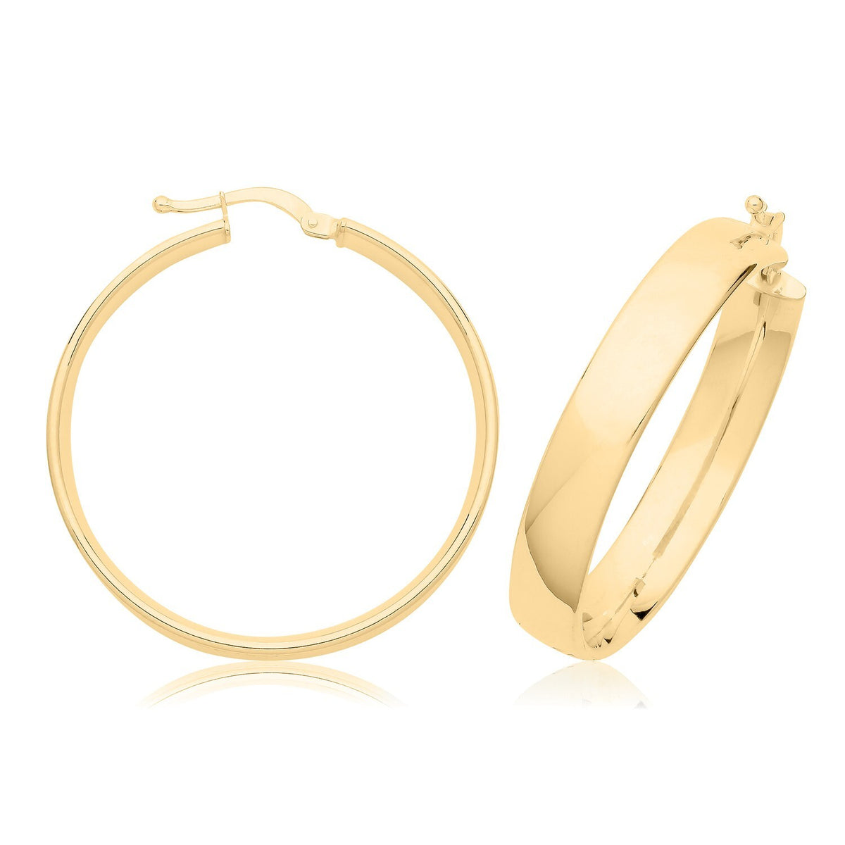 9ct Yellow Gold Chunky Hoop Earrings 375 Hallmark 8mm-20mm Diameter British Made
