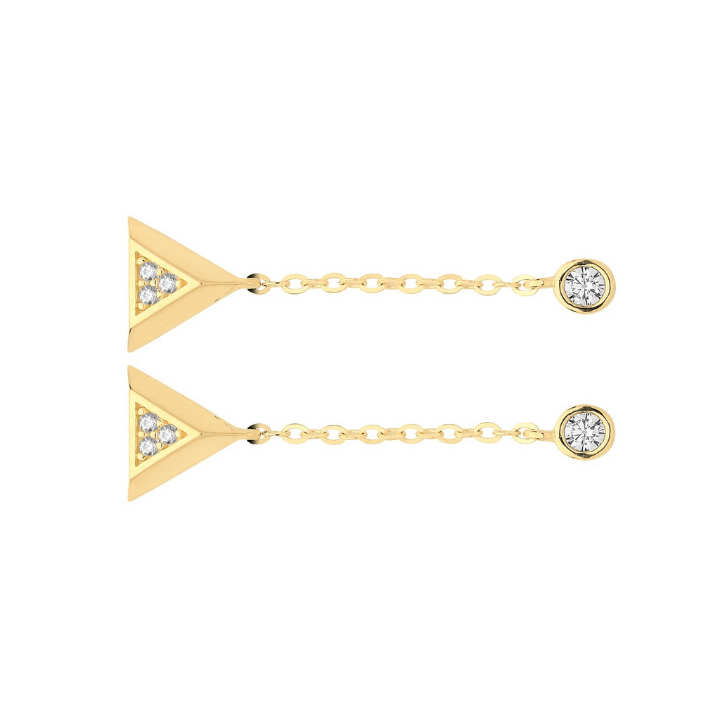 4 Stone Pryramid Drop Earrings 9ct Yellow Gold 375 Hallmarked Brand New Boxed