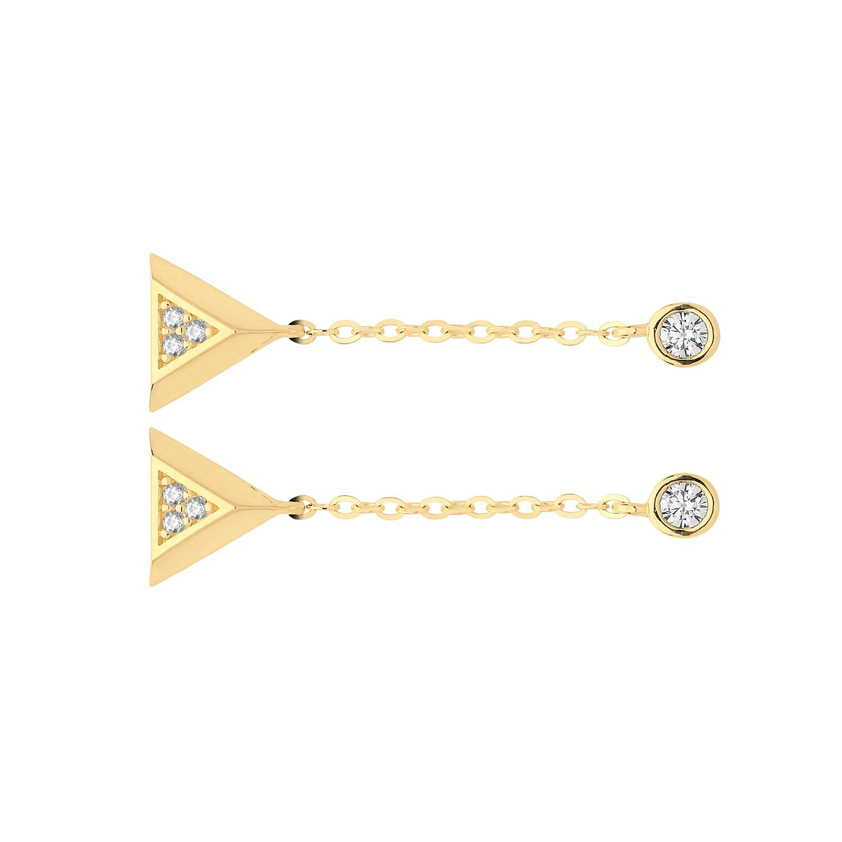 4 Stone Pryramid Drop Earrings 9ct Yellow Gold 375 Hallmarked Brand New Boxed
