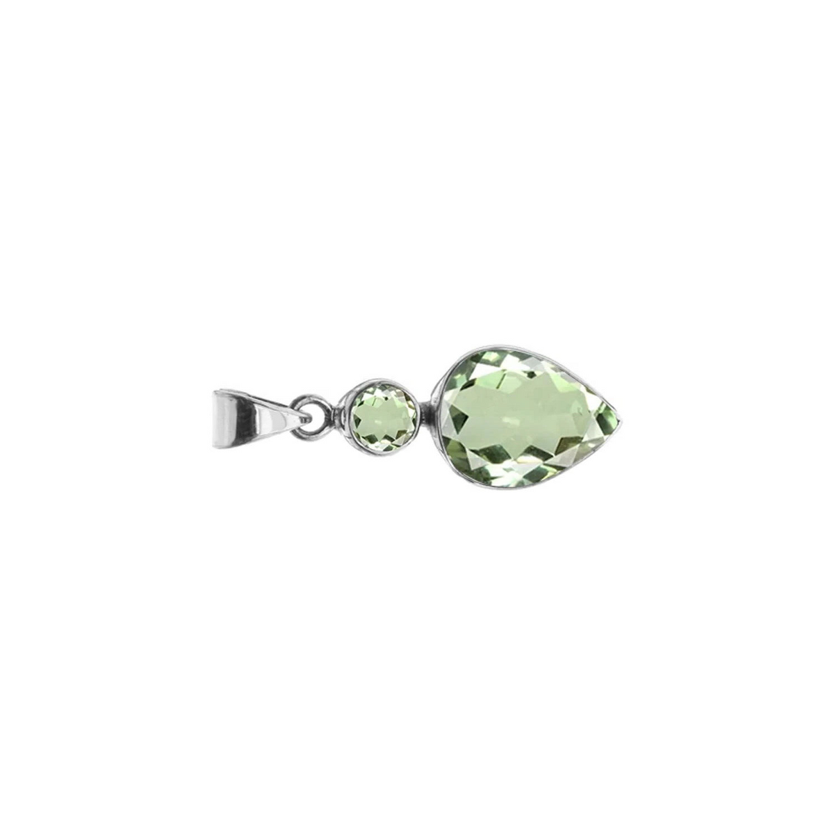 Green Amethyst Teardrop Pendant Sterling Silver 925 Hallmarked All Chain Lengths