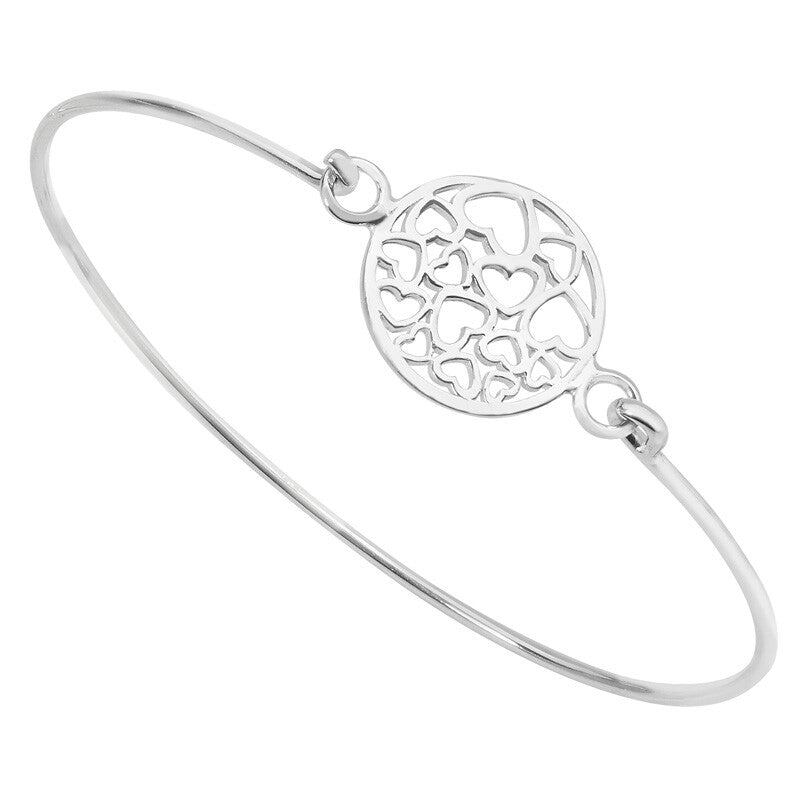 Sterling Silver Bangle Heart Detail British Made Hallmarked Brand New Boxed