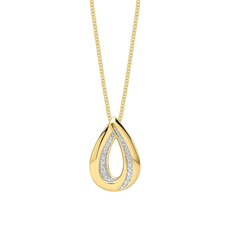 Statement Teardrop Diamond Pendant 9ct Yellow Gold 375 Hallmarked British Made